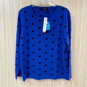 NWT Talbots Blue Polka Dot Cashmere Sweater Size XL Petite